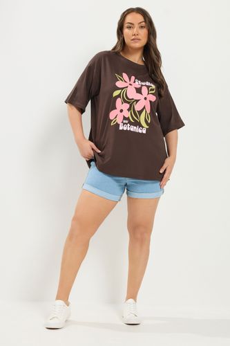 Tshirt Marron Chocolat À Imprimé Floral Graphique Size 66-68 - Yours - Modalova
