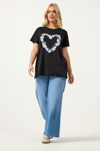 Tshirt Noir À Marguerites En Forme De Cœur Size 46 - Yours - Modalova