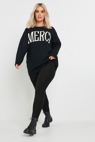 Legging Noir Nervuré Stretch En Jersey Size 58-60 - Yours - Modalova