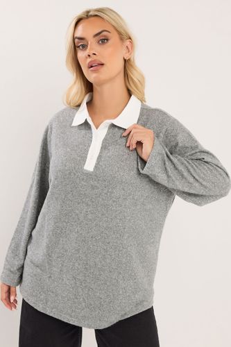 Top Gris Block De Couleur Manches Longues Size 42 - Yours - Modalova