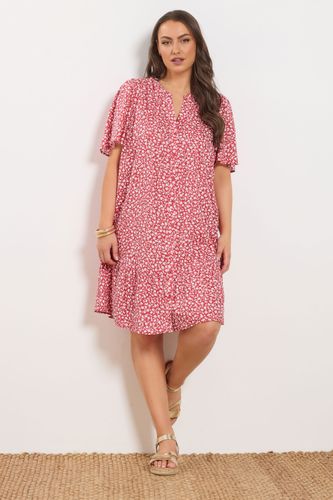 Robe Babydoll Rouge À Petites Fleurs Size 50-52 - Yours - Modalova