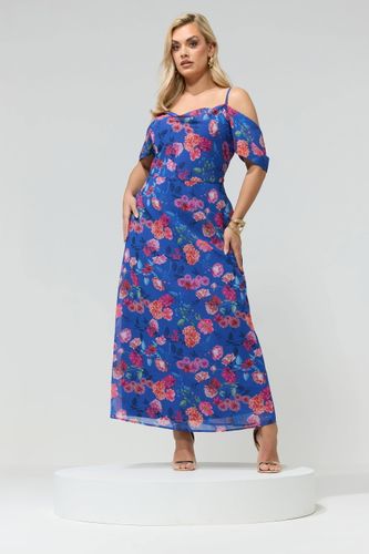 Robe Bleue À Fleurs Et Épaules Dénudées Size 52 - Yours London - Modalova