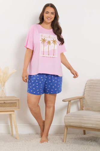 Haut De Pyjama Rose À Message « Palm Beach » Size 62-64 - Yours - Modalova