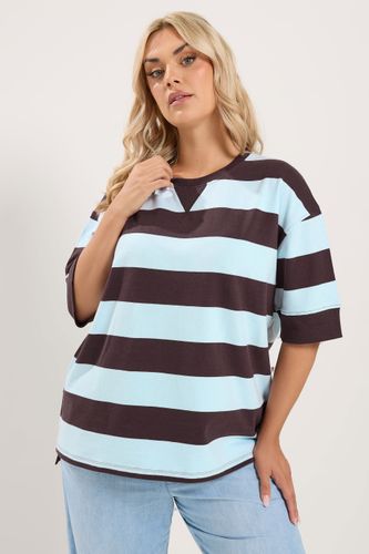 Tshirt Épais Marron Chocolat Et Bleu À Rayures Size 40 - Yours - Modalova