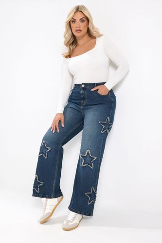 Jean Bleu Moyen À Étoiles Brodées Size Short > 44 - Yours - Modalova