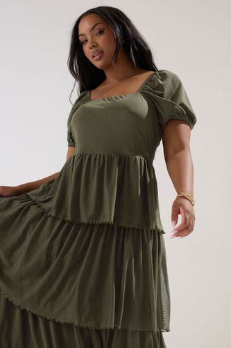 Robe Longue À Volants Vert Kaki Size 42 - Yours - Modalova
