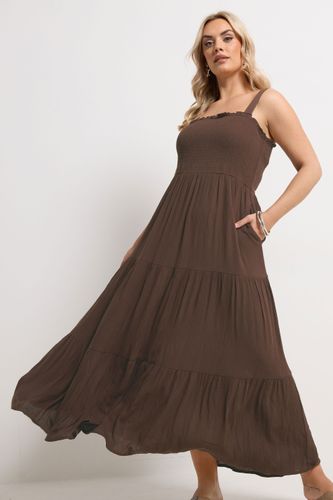Robe Longue Smockée Marron Chocolat Size 44 - Yours - Modalova