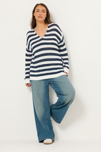 Pull En Maille Bleu Marine Et Blanc Rayé Size 62-64 - Yours - Modalova