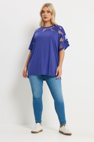Tshirt Droit Bleu Cobalt À Fleurs Effet Dévoré Size 58-60 - Yours - Modalova