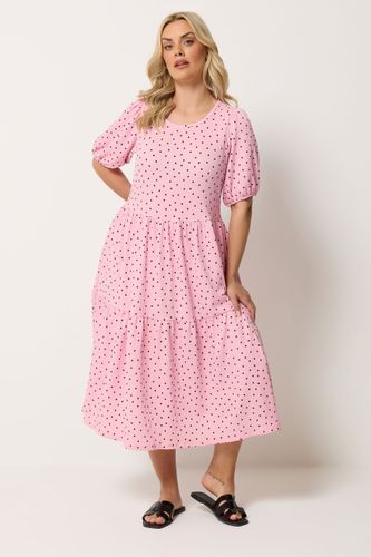 Robe Étagée Rose À Pois Size 42 - Yours - Modalova