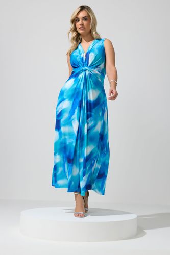 Robe Bleue À Motif Abstrait Avec Nœud Size 42 - Yours London - Modalova