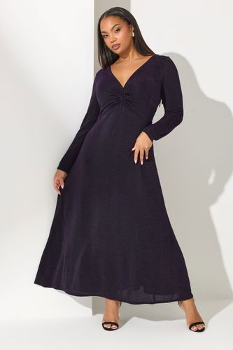 Robe Nouée Devant Violette Effet Métallisé Size 42 - Yours London - Modalova