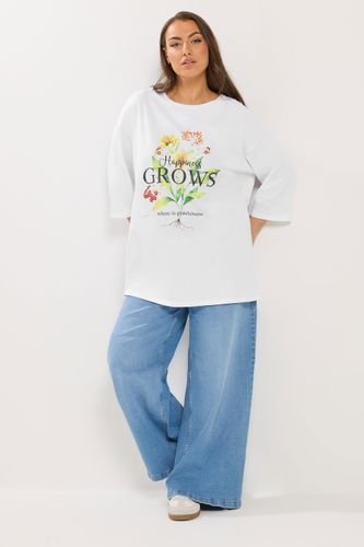 Tshirt Blanc À Fleurs « Happiness Grows » Size 46 - Yours - Modalova