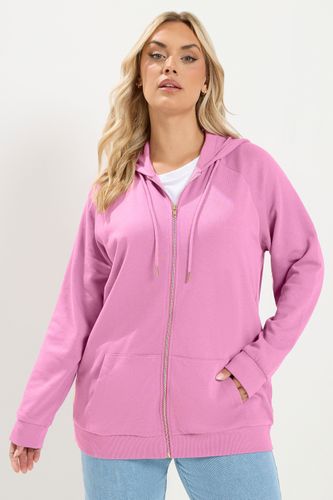 Sweat À Capuche Raglan Zippé Rose Size 42 - Yours - Modalova