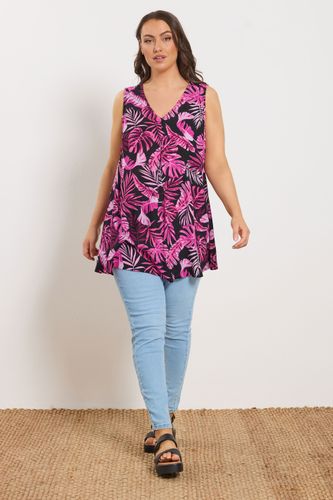 Débardeur Rose À Imprimé Feuilles De Palmier Size 42 - Yours - Modalova