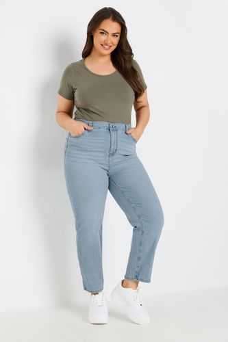 Jean Bleu Clair Ruby Coupe Droite Taille Élastique Size 44 - Yours - Modalova