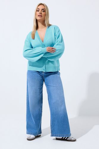Cardigan En Maille Bleu Clair À Manches Ballon Size 46-48 - Limited Collection - Modalova