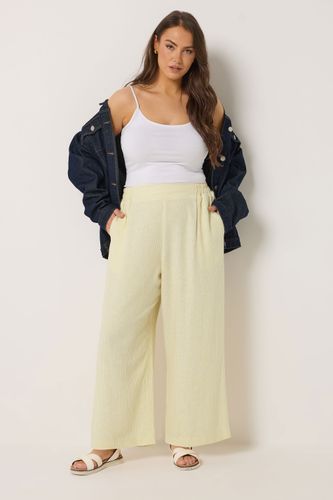 Pantalon Large Jaune En Lin À Rayures Size 44 - Yours - Modalova