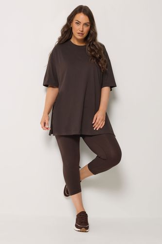Legging Court À Taille Élastiquée Chocolat Size 40 - Yours - Modalova