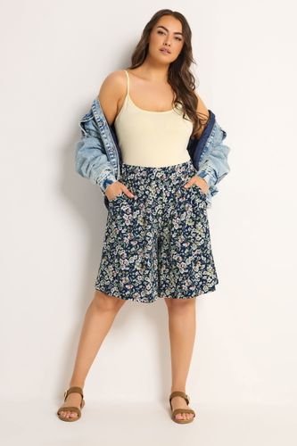 Short Bleu Marine À Petites Fleurs Size 46 - Yours - Modalova