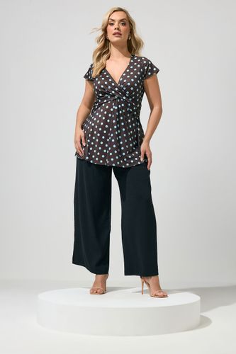 Top Cachecœur Marron Chocolat À Pois Size 40 - Yours London - Modalova