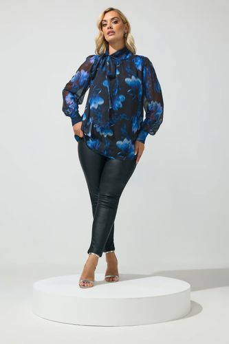 Blouse Bleue À Motif Floral Flou Avec Nœud Size 38 - Yours London - Modalova
