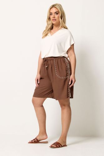Yours Short Marron Brodé Size 48 - Yours - Modalova
