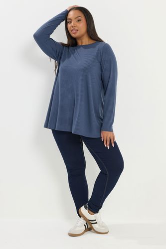 Tshirt Ample En Maille Côtelée Bleu Denim Size 44 - Yours - Modalova