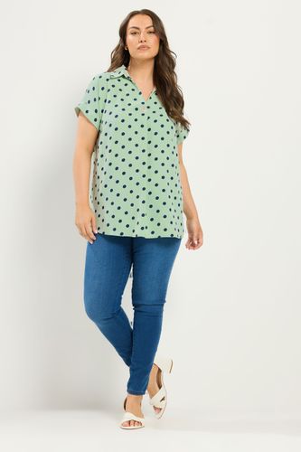 Chemise Verte À Pois Plissée Sur Le Devant Size 40 - Yours - Modalova