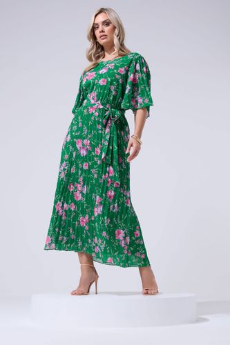 Robe Longue Plissée À Fleurs Vert Size 42 - Yours London - Modalova