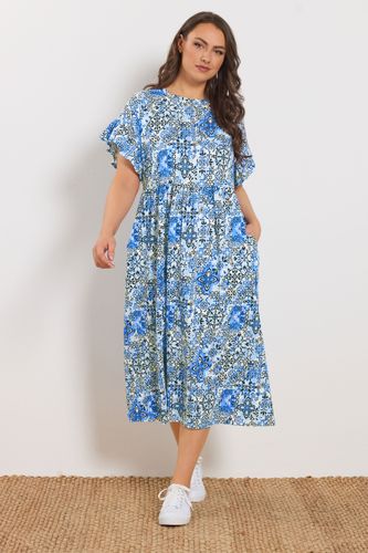 Robe Bleue Milongue À Imprimé Mosaïque Abstrait Size 50-52 - Yours - Modalova