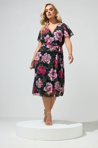 Robe Cachecœur Noire Et Rose À Fleurs Size 52 - Yours London - Modalova