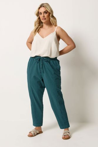 Pantalon En Jean Coupe Barrel En Coton Léger Vert Sarcelle Size 44 - Yours - Modalova