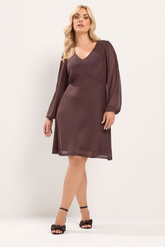 Robe En Mesh Marron Chocolat À Manches Ballon Size 40 - Yours - Modalova