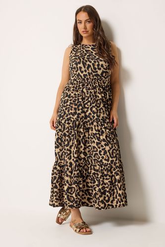 Robe Longue Étagée Marron Motif Léopard Size 42 - Yours - Modalova