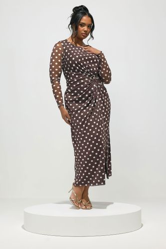 Robe Nouée Chocolat À Pois Size Regular > 42 - Yours London - Modalova