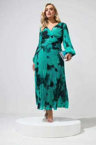 Robe Plissée Vert Sarcelle À Imprimé Abstrait Size 40 - Yours London - Modalova