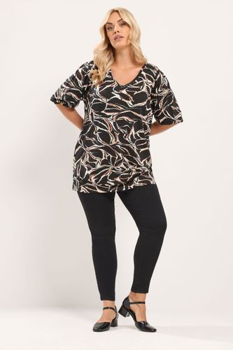 Top Plissé Noir À Imprimé Abstrait Size 54-56 - Yours - Modalova
