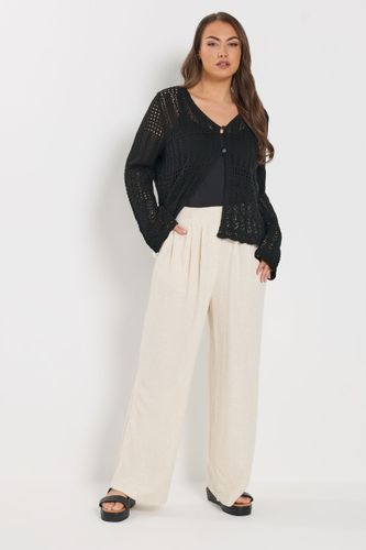 Cardigan Noir En Maille Pointelle Size 50-52 - Yours - Modalova