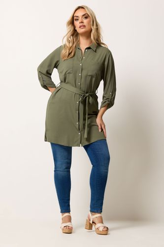 Chemise Tunique Ceinturée Vert Kaki Size 48 - Yours - Modalova