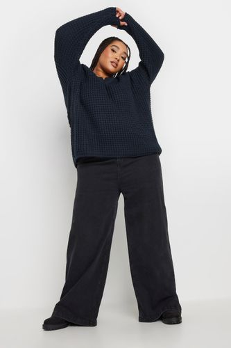 Pull Bleu Marine Gauffré En Maille Size 46-48 - Yours - Modalova