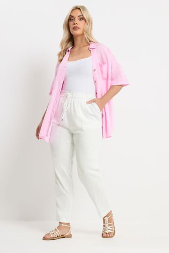 Pantalon De Jogging Blanc Fuselé En Lin Size 48 - Yours - Modalova