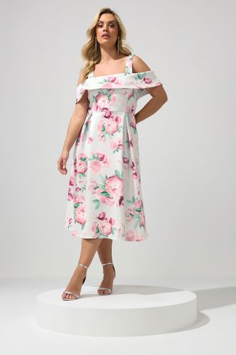 Robe Patineuse À Épaules Dénudées Vert Sauge À Fleurs Size 44 - Yours London - Modalova