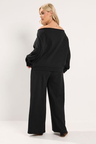 Ensemble Noir Sweatshirt À Épaules Dénudées Et Pantalon De Jogging Large Size Regular > 50-52 - Yours - Modalova