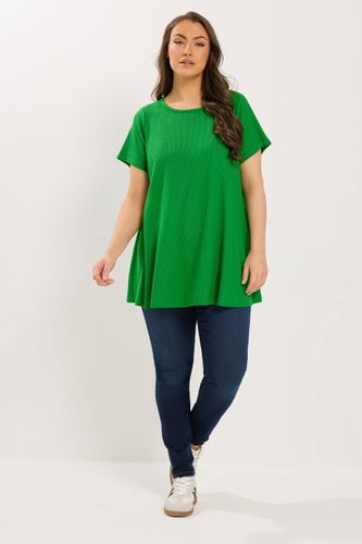 Top Évasé En Maille Côtelée Vert Size 58-60 - Yours - Modalova