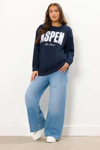 Curve Sweatshirt Bleu Marine À Slogan « Aspen » Size 46 - Yours - Modalova