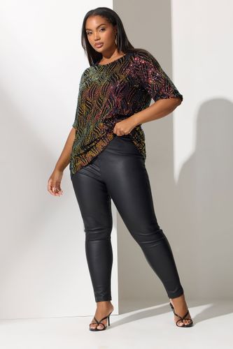 Haut Noir À Paillettes Abstraites Et Nœud Dans Le Dos Size 44 - Yours London - Modalova