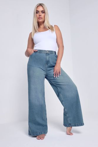 Jean Fluide Stretch Bleu Wide Leg Size Regular > 44 - Yours - Modalova