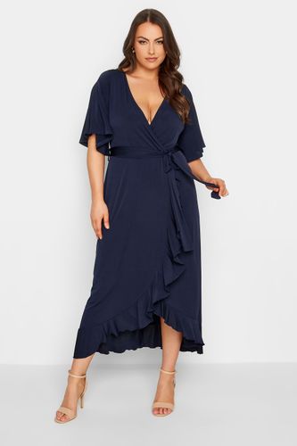 Robe Maxi Bleue Marine Cachecoeur Roulanté Size 48 - Yours London - Modalova