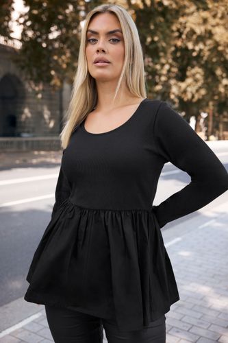 Haut Péplum Noir Côtelé Mixte Size 48 - Yours - Modalova